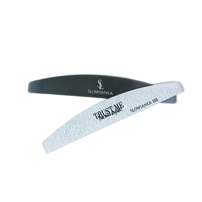 Slowianka Half-Moon Metal Core Nail File - colour shown on manicured nails
