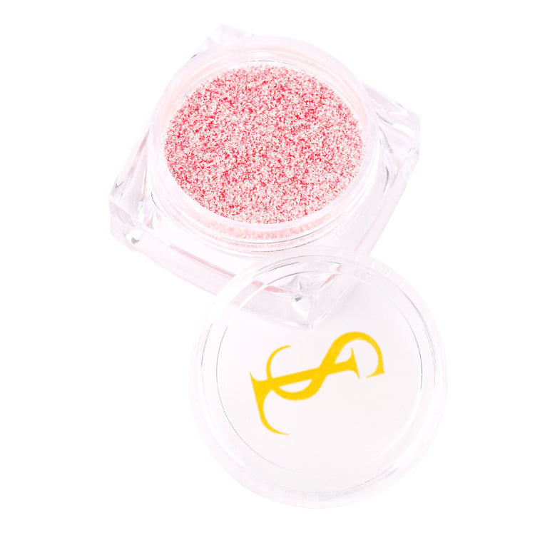 Slowianka Lychee Coral Sand Powder Dust - colour shown on manicured nails