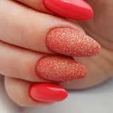 Slowianka Lychee Coral Sand Powder Dust - colour shown on manicured nails