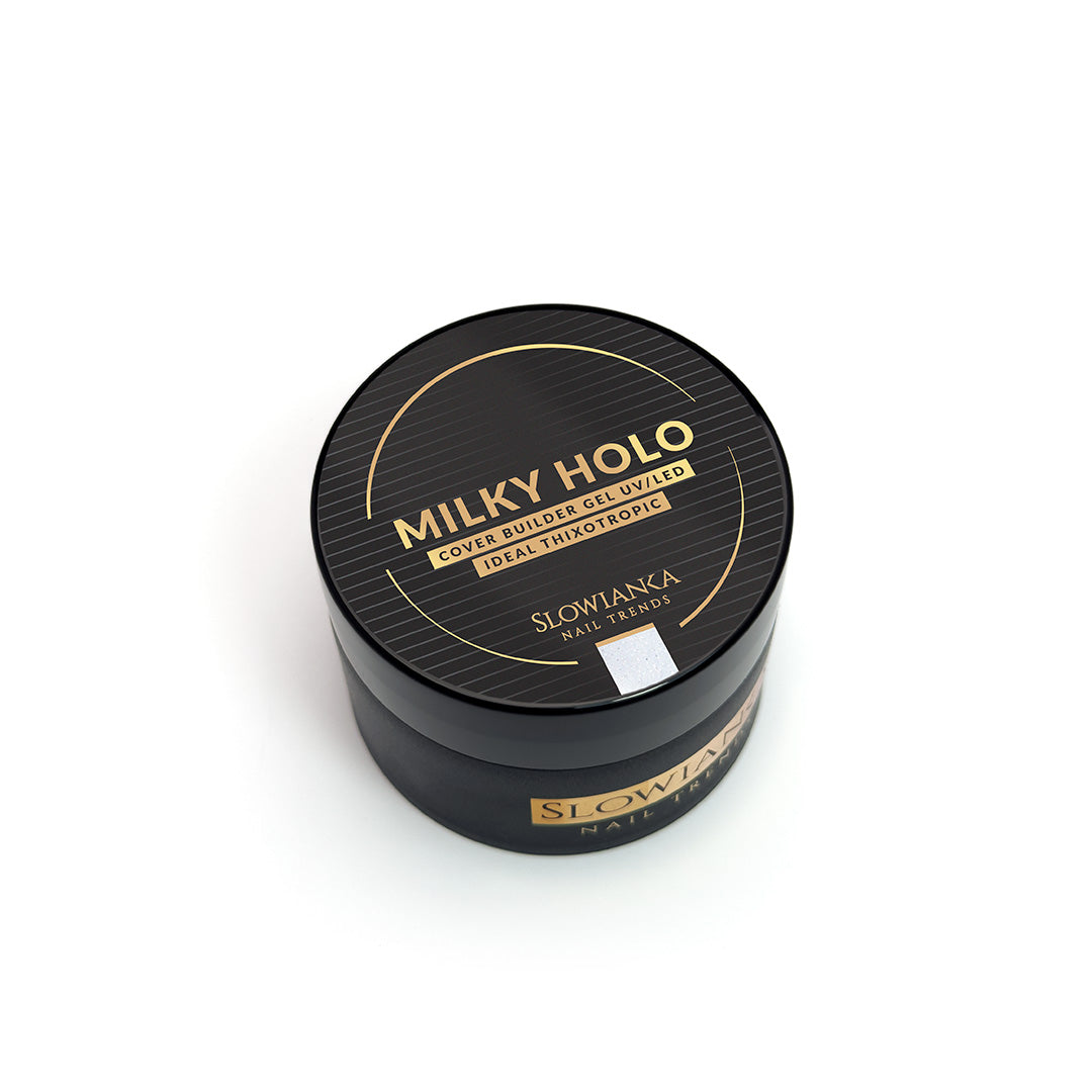 Slowianka Milky Holo Cover Builder Gel - Ideal Thixotropic - colour shown on manicured nails
