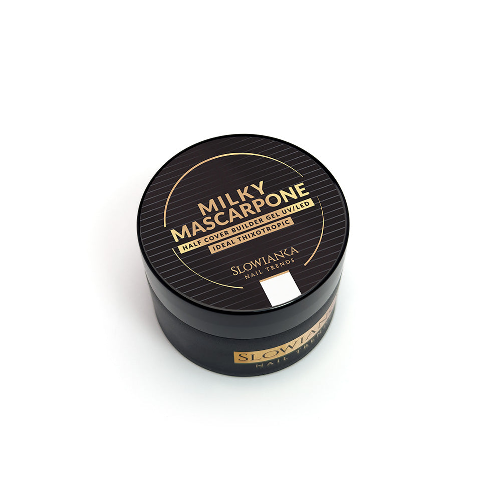 Slowianka Milky Mascarpone Half Cover Builder Gel - Ideal Thixotropic - colour shown on manicured nails