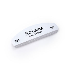 Slowianka Mini Nail Buffer 120/180 - arranged with the included components on a white background