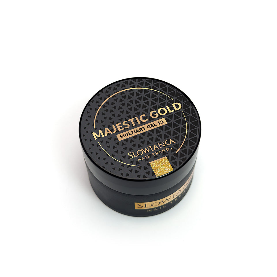 Slowianka Multiart Gel 12 Majestic Gold - colour shown on manicured nails