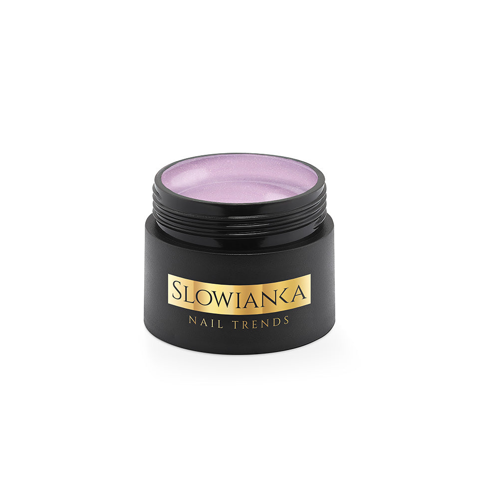 Slowianka Pinky Holo Cover Builder Gel - Ideal Thixotropic - colour shown on manicured nails