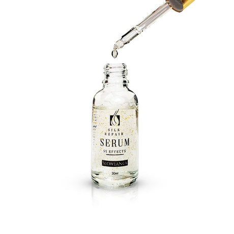 Slowianka Serum Silk Repair 30ml - arranged with the included components on a white background