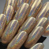 Slowianka Tiny Gold Holo Decoration Powder Dust - colour shown on manicured nails