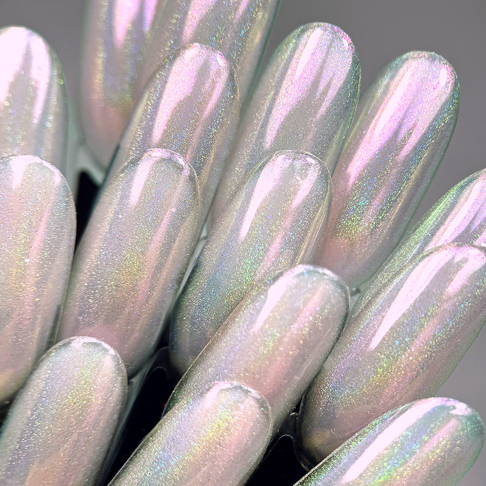 Slowianka Tiny Pink Holo Decoration Powder Dust - product colour and packaging on a dark background