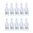 Syis Microneedling Pen Replacement Cartridges 12-Pin - 10 Pack - arranged with the included components on a white background