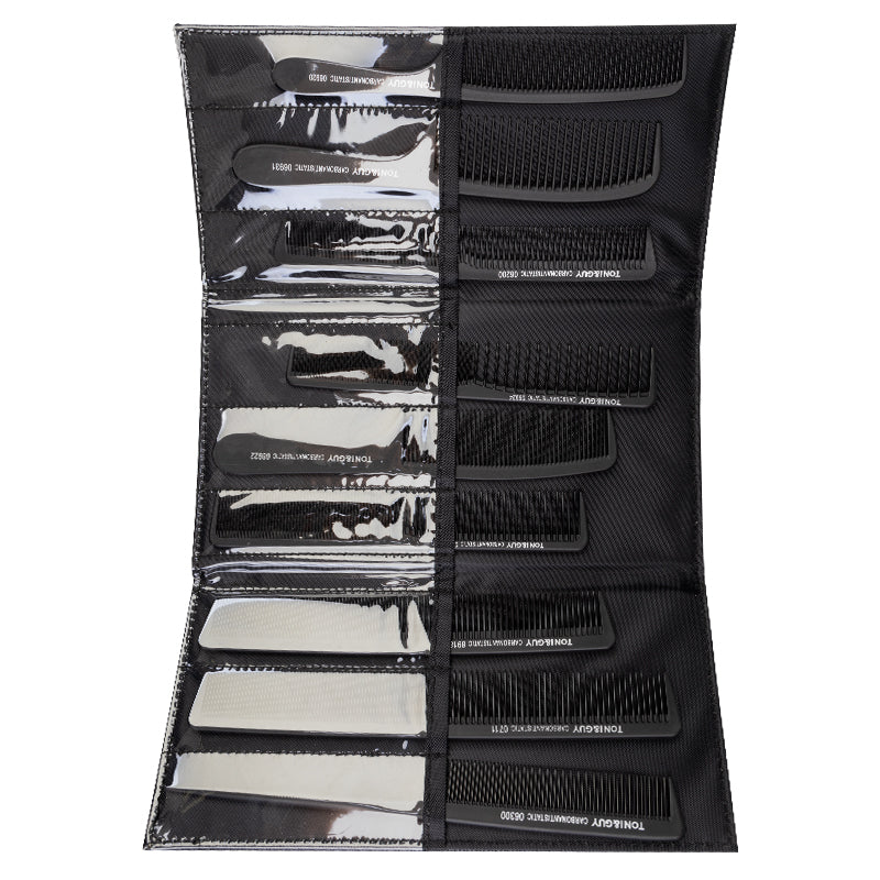 Toni&Guy Carbon Combs Set N-20 9pcs - isolated on a white background
