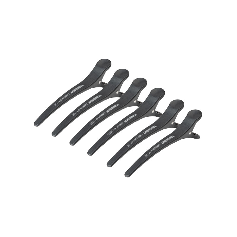 Toni&Guy E-32 Hairdressing Clamps 6 Pcs 11.5cm Black - isolated on a white background