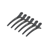 Toni&Guy E-32 Hairdressing Clamps 6 Pcs 11.5cm Black - isolated on a white background