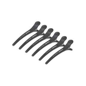 Toni&Guy E-32 Hairdressing Clamps 6 Pcs 11.5cm Black - isolated on a white background