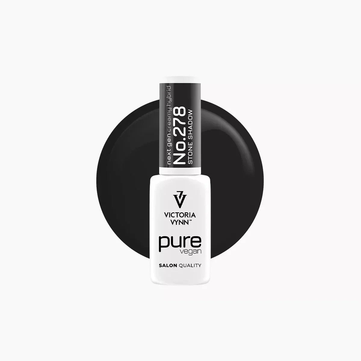 Victoria Vynn Pure Vegan 278 Stone Shadow gel polish bottle with a dark graphite colour swatch