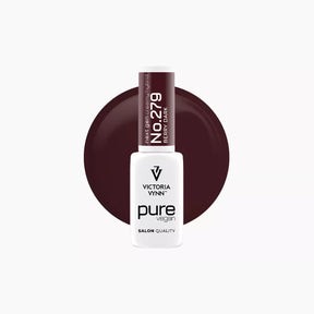 Victoria Vynn Pure Vegan Creamy Hybrid 279 Berry Dark gel polish bottle with smoky plum colour swatch