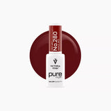 Victoria Vynn Pure Vegan Creamy Hybrid 280 Maple Red bottle with a glossy deep red colour swatch