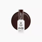 Victoria Vynn Pure Vegan 281 Deep Ground gel polish bottle with deep chocolate-brown colour swatch