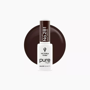 Victoria Vynn Pure Vegan 281 Deep Ground gel polish bottle with deep chocolate-brown colour swatch