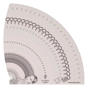 Close-up of 25 Victoria Vynn Apex Architect crescent nail files in 120/180 grit on a white background