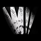 Fan arrangement of Victoria Vynn Base Master 150/150 crescent nail files on a black background