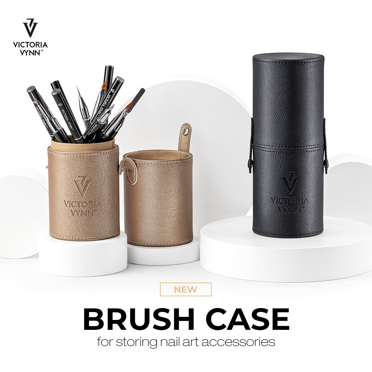 Victoria Vynn Brush Case - arranged with the included components on a white background
