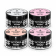 Four Victoria Vynn Builder Gel jars: 01 Totally Clear, 03 Soft Pink, 04 Cover Nude and 08 Cover Pink.