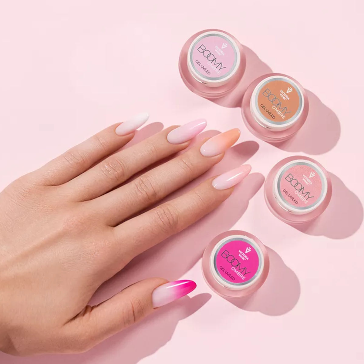 Victoria Vynn Boomy Ombre Gel UV/LED Beige - shade swatches shown beside the product