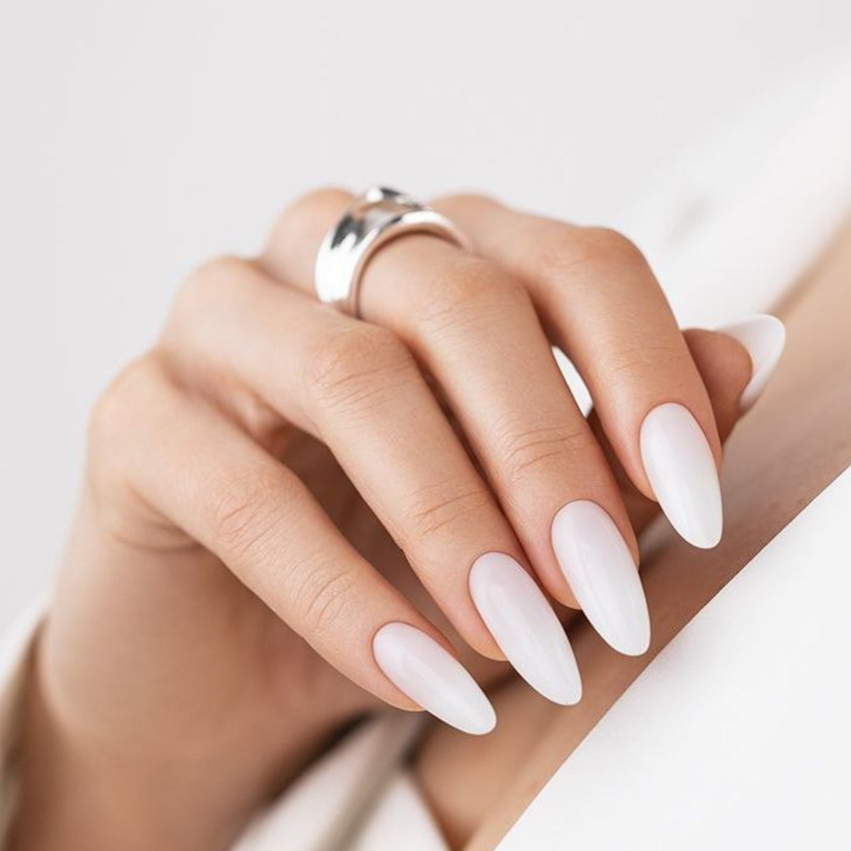 Victoria Vynn Builder Gel UV/LED Milky White 15 - colour shown on manicured nails