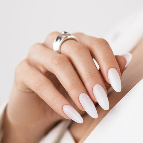 Victoria Vynn Builder Gel UV/LED Milky White 15 - colour shown on manicured nails