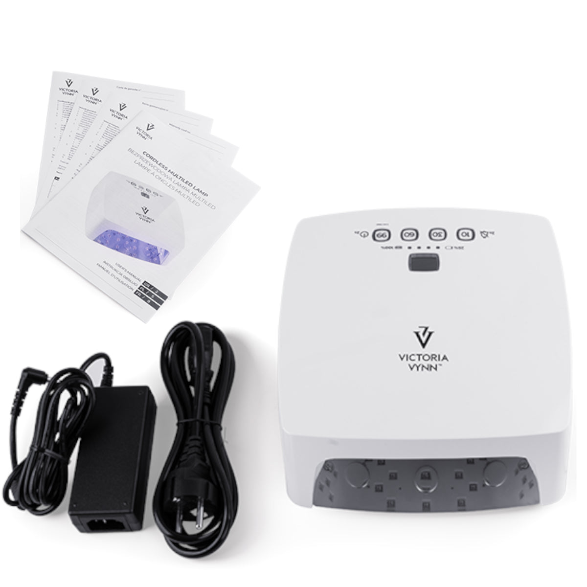 Victoria Vynn Cordless Multiled Nail Lamp 36W - main unit with included components on a white background