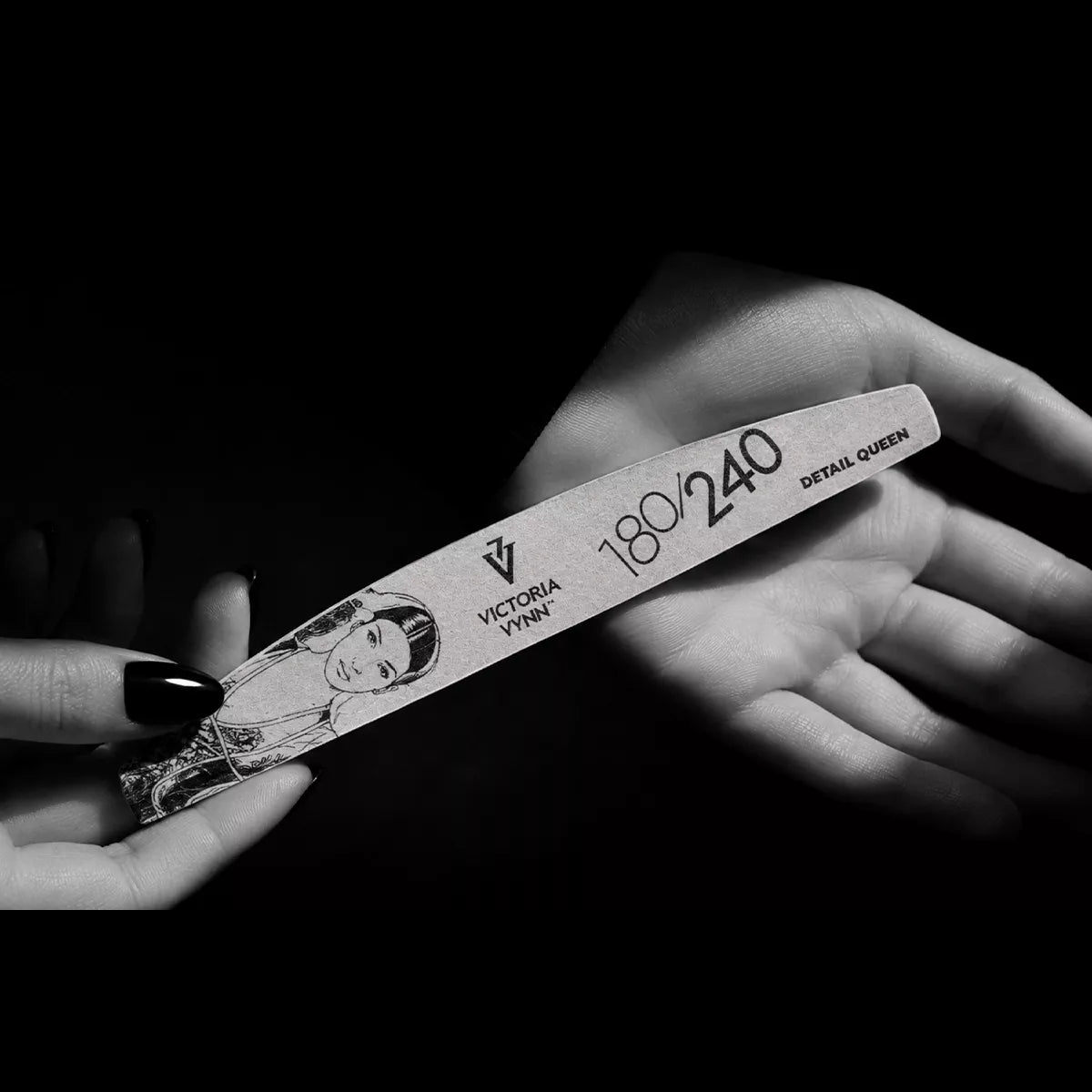 Victoria Vynn Detail Queen 180/240 crescent nail file held in hand