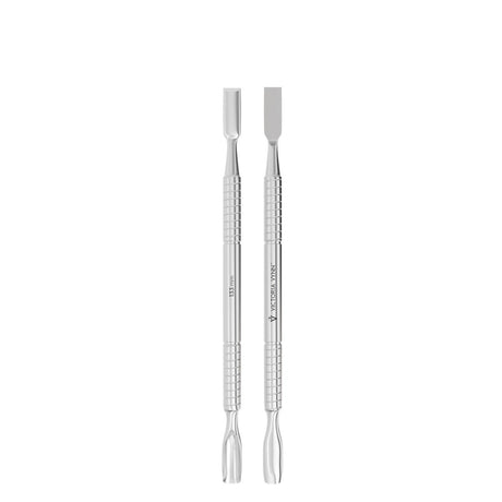 Victoria Vynn Double Ended Cuticle Pusher - stainless-steel cuticle pusher with the working tip visible on a white background