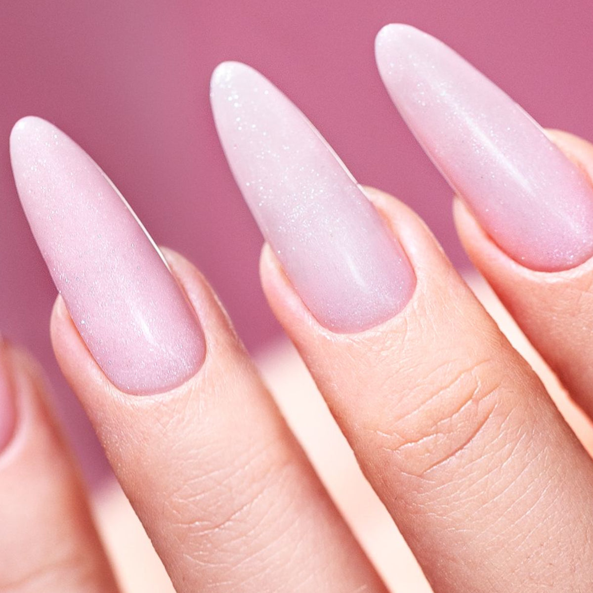 Victoria Vynn Easy Fiber Gel Sparkle Pink - colour shown on manicured nails