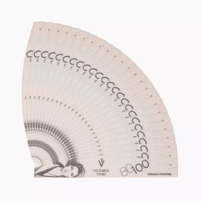 Fan arrangement showing the pack of 25 Victoria Vynn French Fighter 80/100 crescent nail files