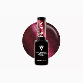 Victoria Vynn Gel Polish 479 Cat Eye Velvet Ruby bottle with a ruby-red magnetic colour swatch