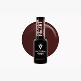 Victoria Vynn GEL POLISH bottle in shade 481 Oxblood against a burgundy colour swatch.