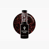 Victoria Vynn Gel Polish 482 Red Marble bottle with ruby-red glitter shade background