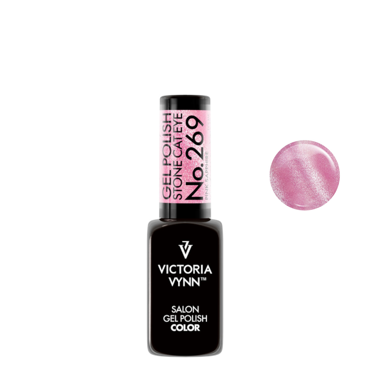 Victoria Vynn Gel Polish Color 269 Cat Eye Pink Sapphire - product colour shown on a white background