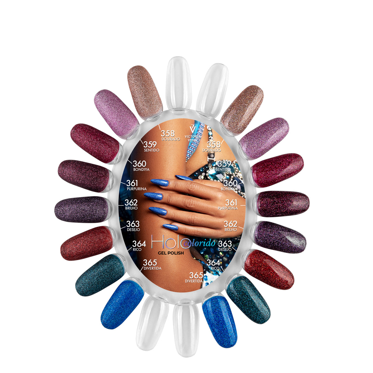 Victoria Vynn Gel Polish Color 365 Divertida - shade swatches shown beside the product