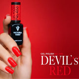 Victoria Vynn Gel Polish Color 466 Devil's Red - shade swatches shown beside the product