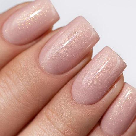 Victoria Vynn Gel Polish Mega Base Shimmer Peach - colour shown on manicured nails