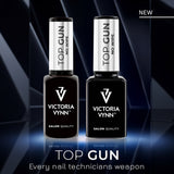 Victoria Vynn Gel Polish Top Gun No Wipe - product colour and packaging on a dark background