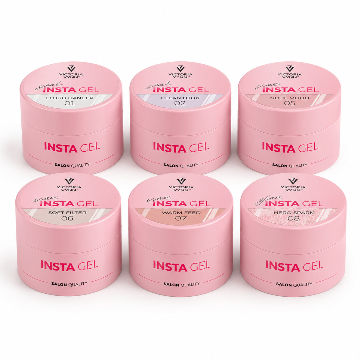 Victoria Vynn INSTA GEL Nude & Glow Set – 6 × 40ml bundle on a white background