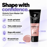 Victoria Vynn Master Gel 08 Cover Rose features: acrylic-gel hybrid, thick non-self-levelling consistency, controlled sculpting and 60-second curing in a 36 W UV/LED lamp.