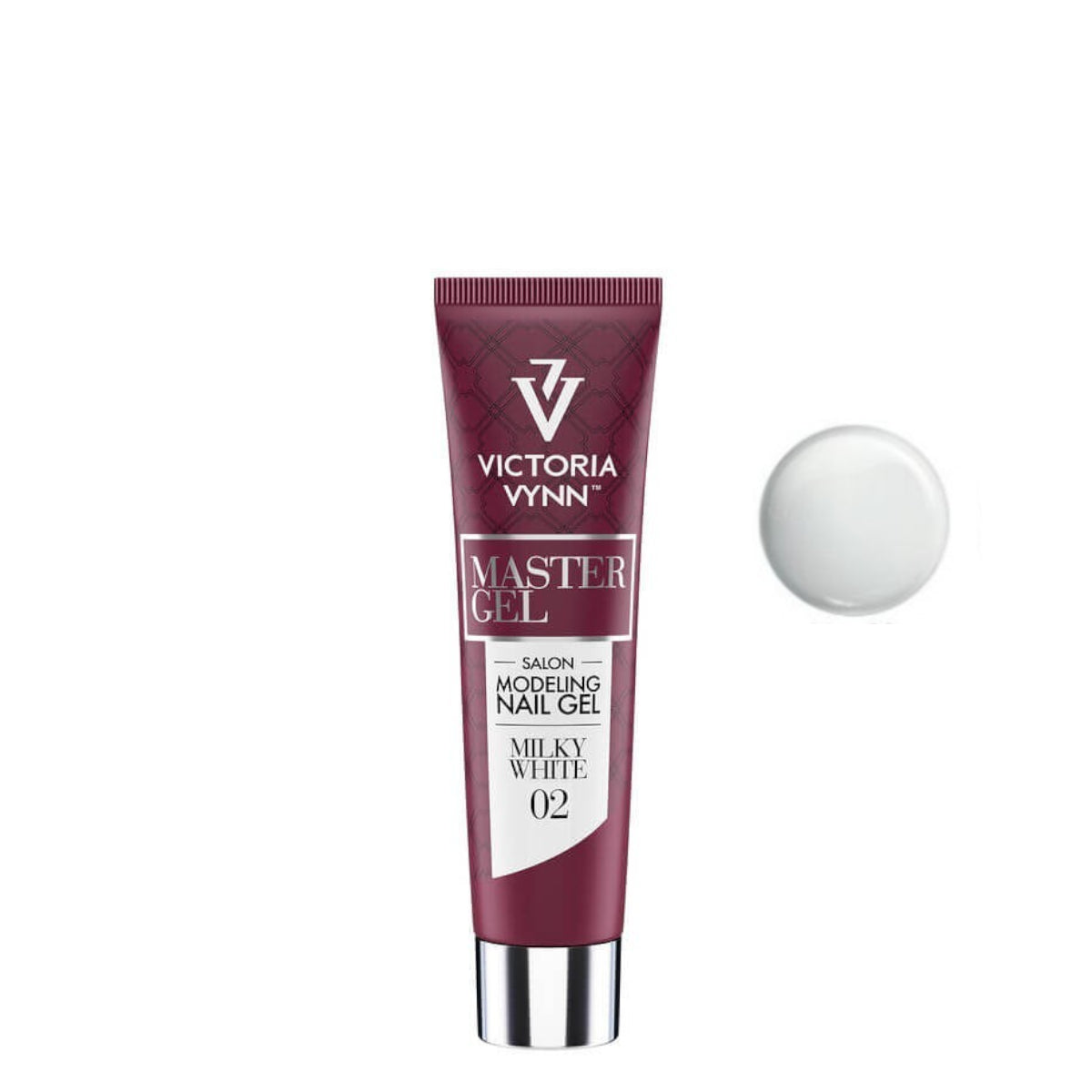 Victoria Vynn Master Gel Poly Gel 02 Milky White - shade swatches shown beside the product
