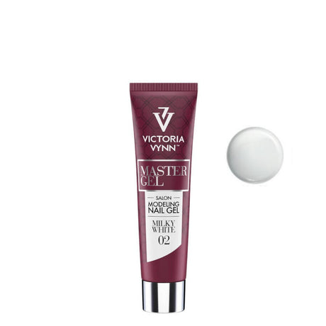 Victoria Vynn Master Gel Poly Gel 02 Milky White - shade swatches shown beside the product