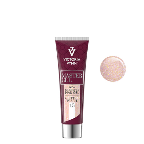 Victoria Vynn Master Gel Poly Gel 15 Glitter Peach - product colour shown on a white background