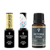 Victoria Vynn Mega Base + Top OH MY Gloss & Nail Prep Set - arranged with the included components on a white background