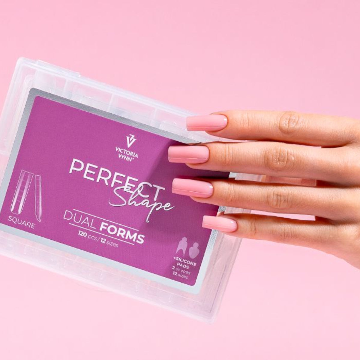 Victoria Vynn Perfect Shape Dual Forms Square - nail form shown in use during nail extension application