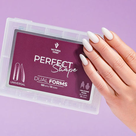 Victoria Vynn Perfect Shape Dual Forms Universal - nail form shown in use during nail extension application