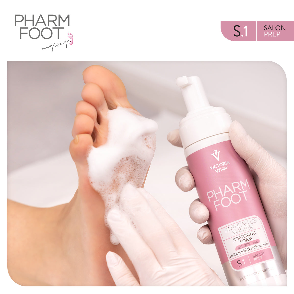 Pharm Foot Anti Callus Master Softening Foam with 30% Urea S.1 - isolated on a white background
